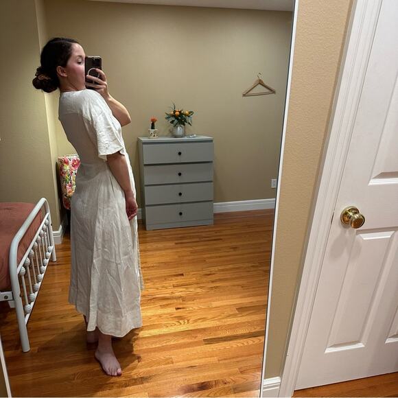 COS White Pure Linen Oversized Button Front Maxi Dress 4 - Picture 4 of 13